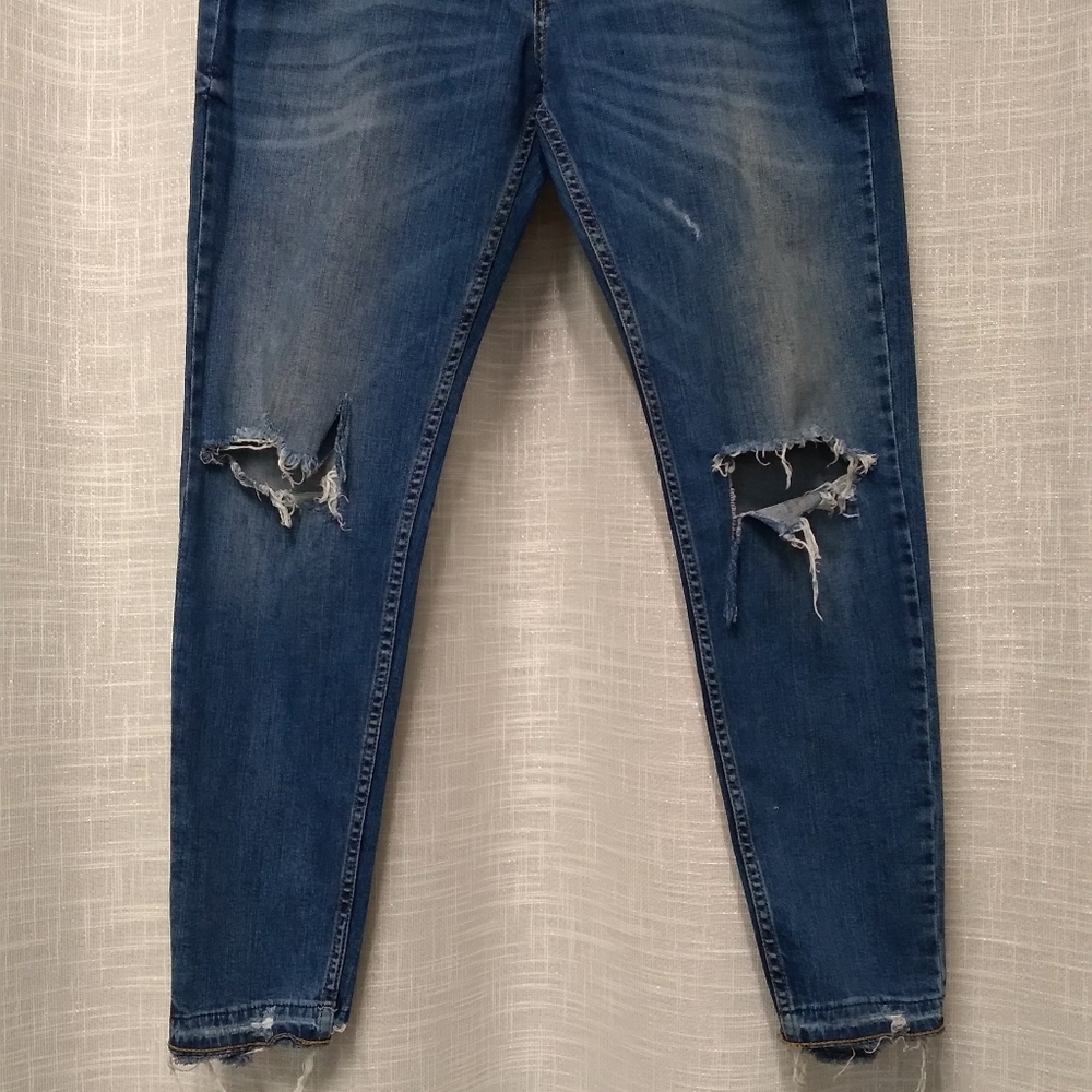 ZARA MAN Ripped Blue Denim Jeans SZ 34